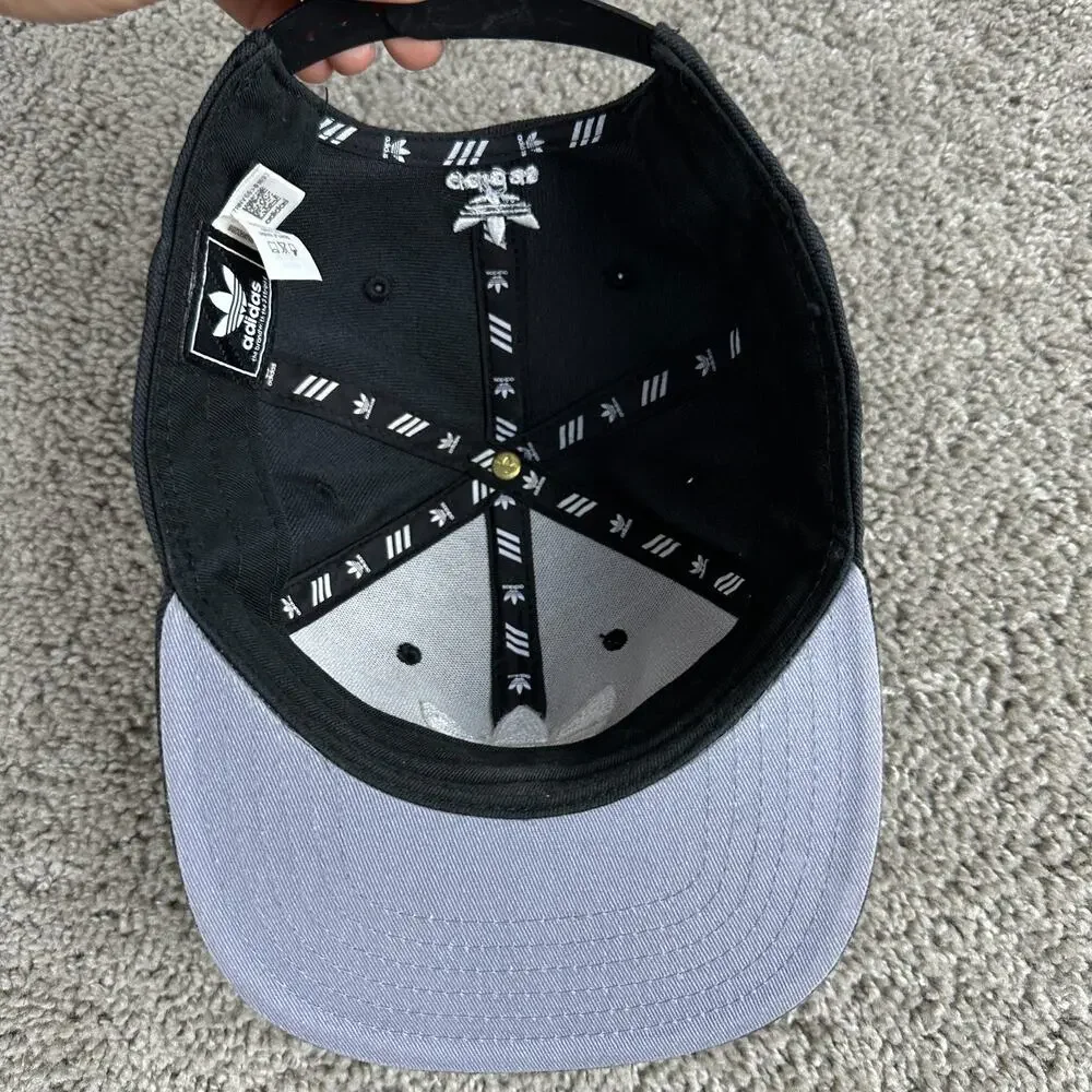 Adidas Originals Hat Boys One Size Black White Trefoil Snapback Cap Kids